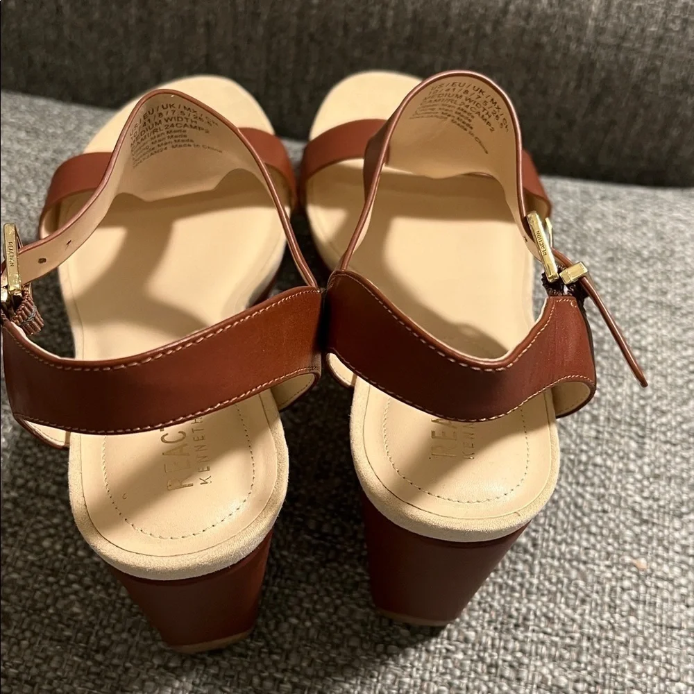 Kenneth Cole Reaction Women's Cami Platform Wedge Sandals Brown Size 10 NEW